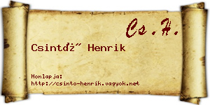 Csintó Henrik névjegykártya